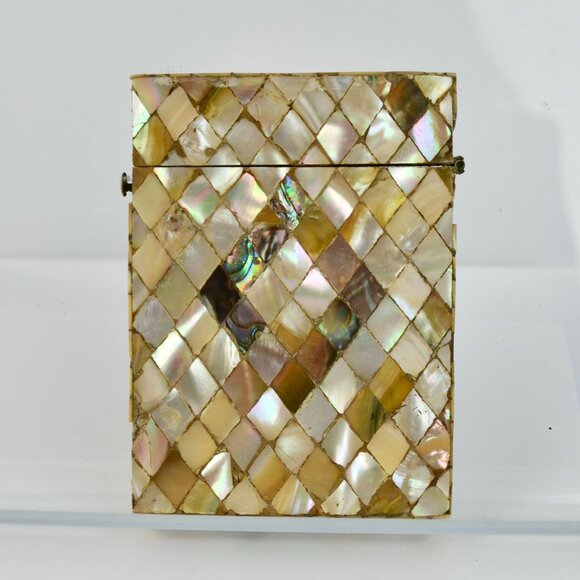 Antique Mother of Pearl Card Case Holder - Picture 4 of 6